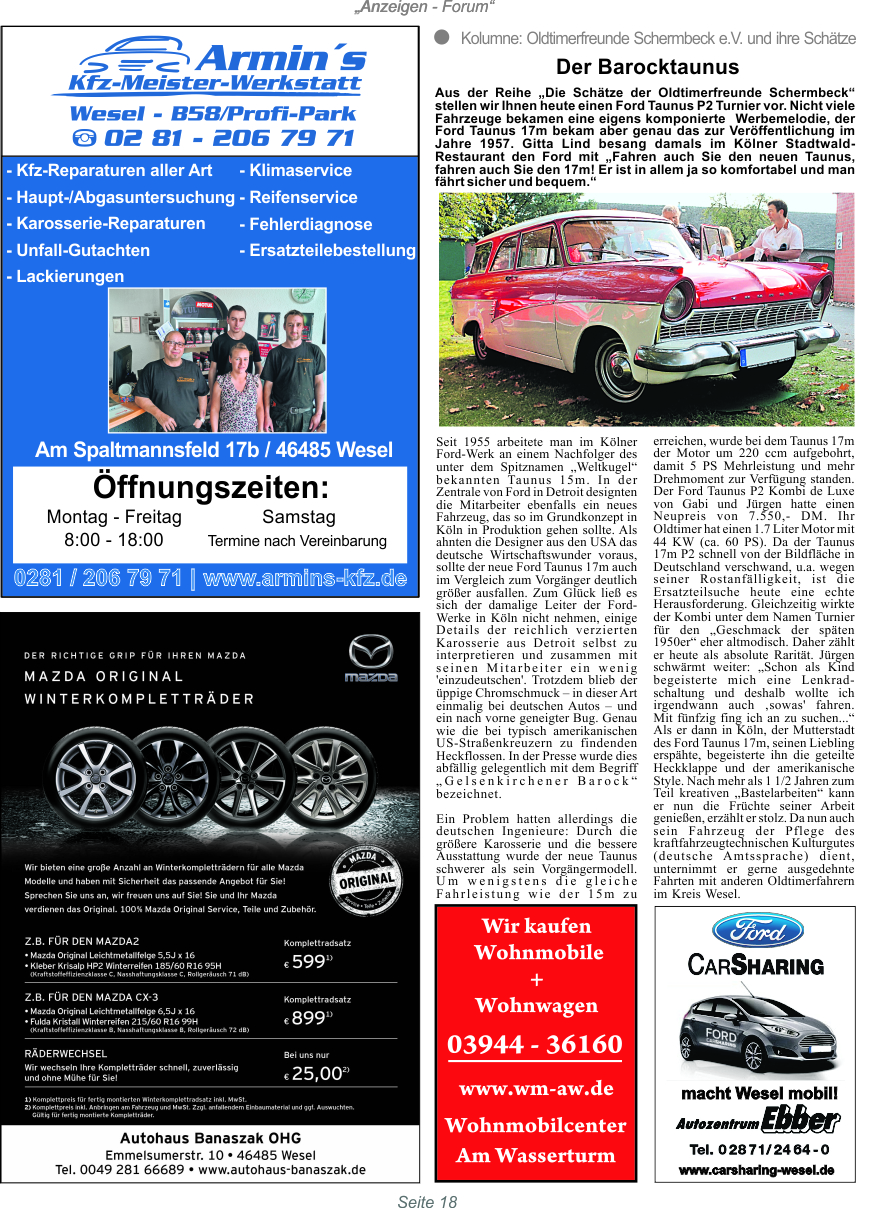60 Jahre Ford Taunus 12 M/15 M „Weltkugel“ - ein Kölner mit großer  Typenvielfalt